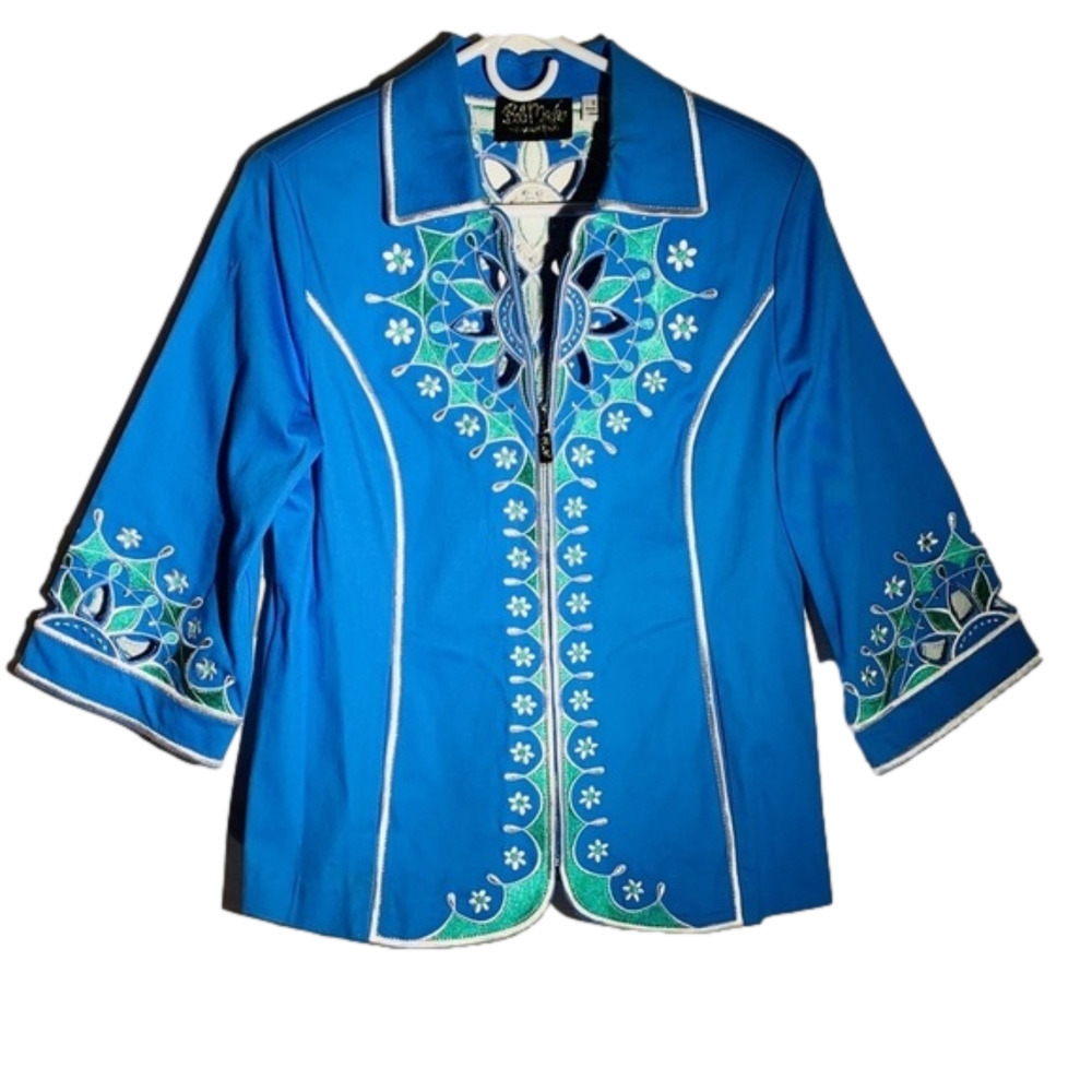 𝅺BOB Mackie Wearable Art Jacket, Size S, Blue.